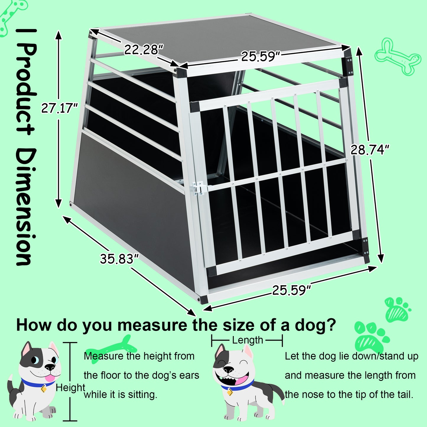 Aluminum Transport Box 35 X25 X 27 In, Aluminum Car Transport Box Travel Transport Box For Dogs And Cats, Black And Silver