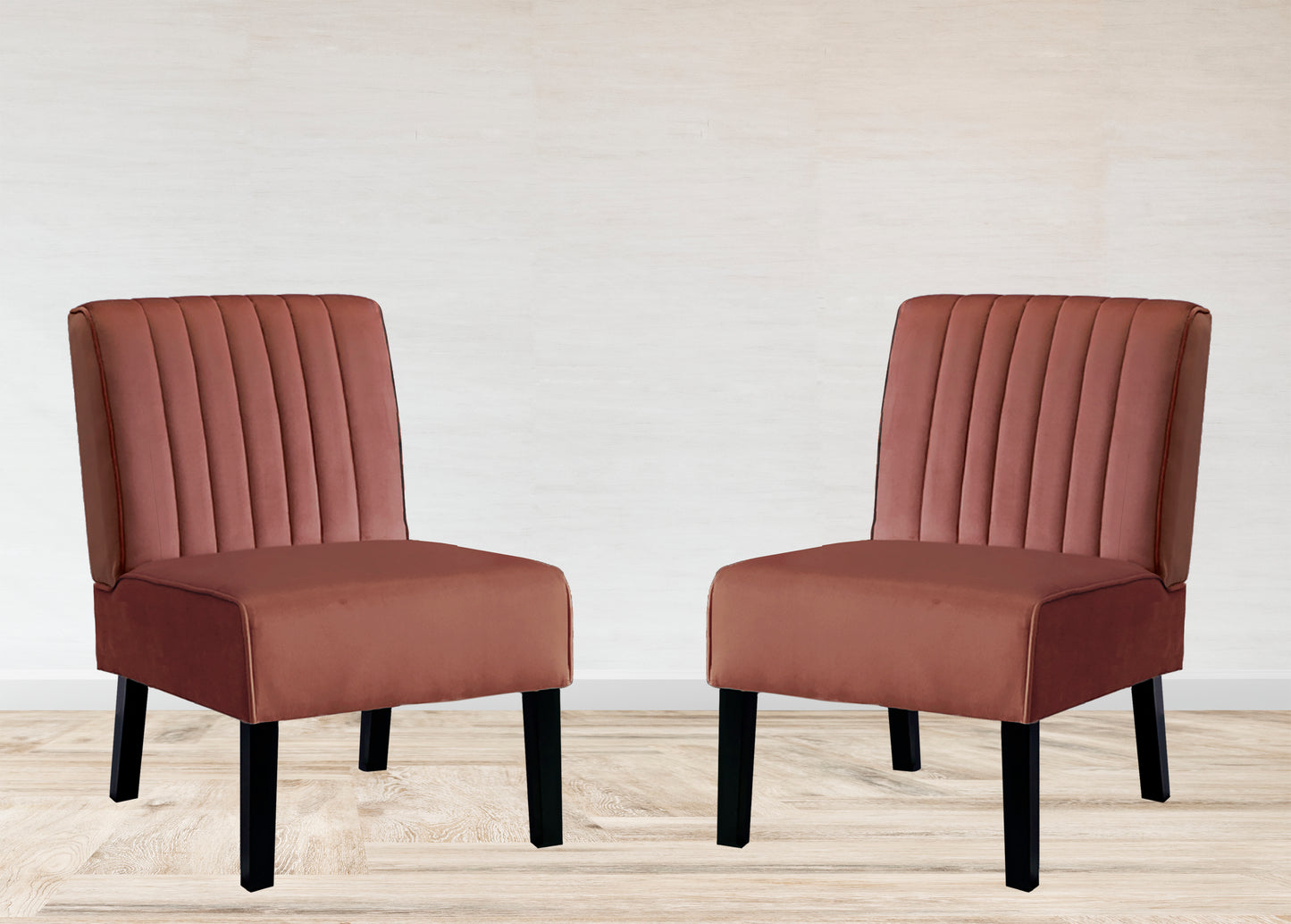 Reese Mid Century Modern Accent Chairs Set Of 2 With Minimalist Design, Elegant Velvet Upholstery And Solid Wood Legs, Ideal For Living Room Or Bedroom, Rose
