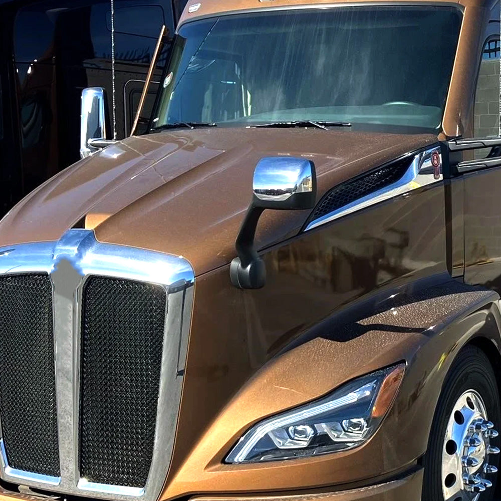 Right Chrome Hood Mirrors For Kenworth T680 , Peterbilt 579 587 W,Mounting Kit