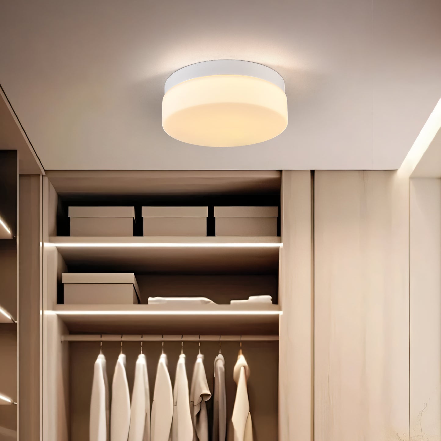 1 PACK LED Flush Mount Ceiling Light Fixture, Modern Kitchen Recessed Ceiling Lamp 24W 12 Inch Closet Round Surface For Bathroom Laundry Bedroom Hallway White