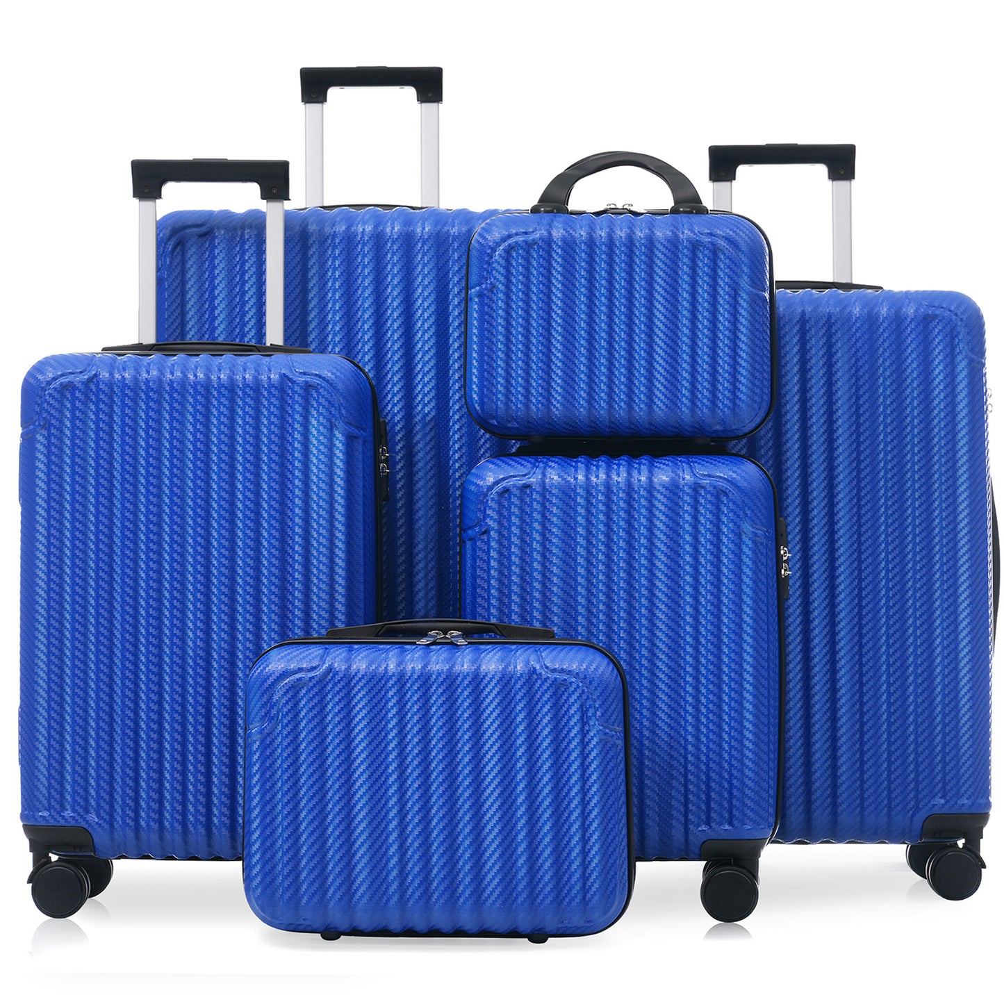 6-Piece Luggage Set, Durable Hardshell ABS Suitcase With Spinner Wheels, TSA Lock, Side Hooks, Lightweight Carry-On & Checked Luggage