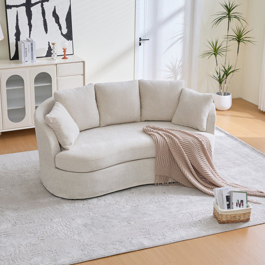 73.82  Wide Curved Sofa, Modern Luxury Plush Chenille Extra-Deep Seat, 4 Removable Cushions, Suitable For Small Spaces, Living Rooms, Bedrooms,Beige