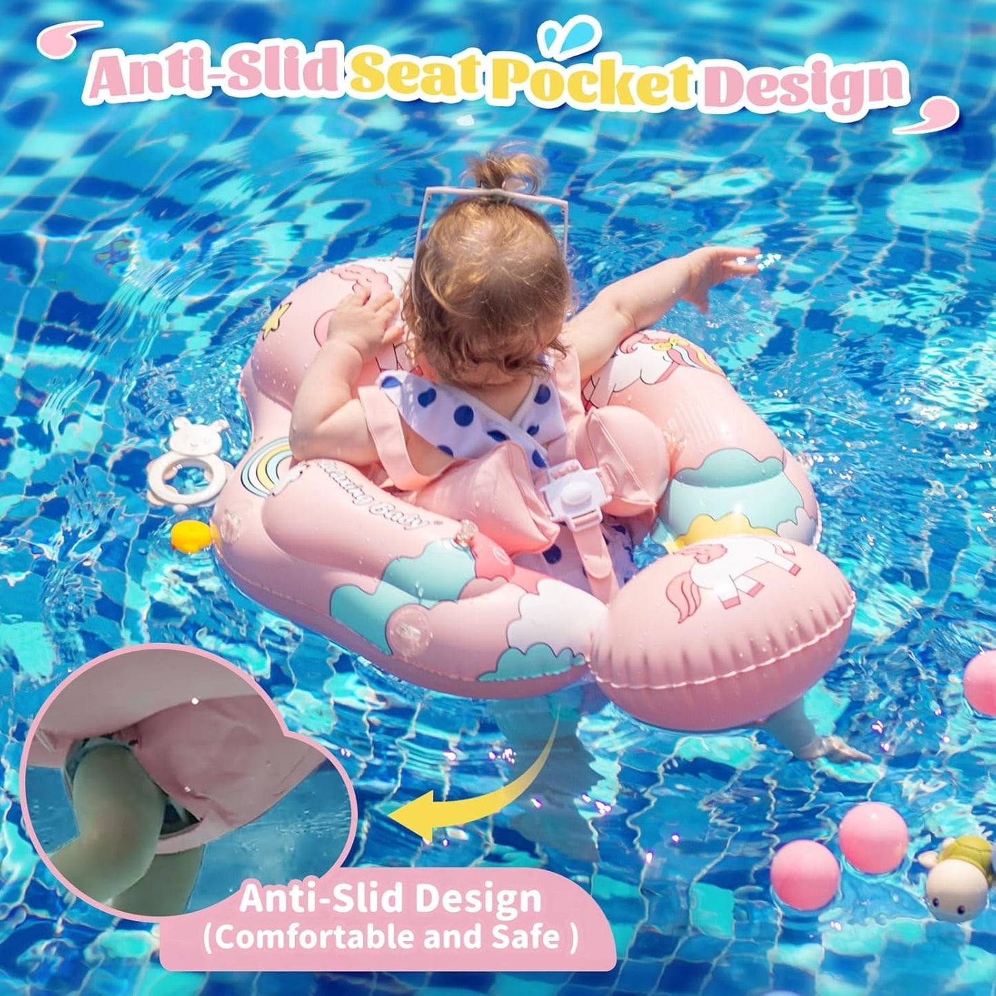 6-36 Months Swimming Ring Baby With Swimming Aid,Baby With Adjustable Safety SeatInflatable,Baby FloatToddler Pool Swimming Ring,L