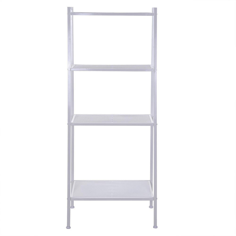 Widen 4 -Tiers Bookshelf,Bamboo White Bookshelf, 4-Tier Ladder Shelf, 57.87Inch Freestanding Open Bookcase Book Shelf Bathroom Storage Shelf Unit Plant Stand For Small Space, Bedroom,Ivory White