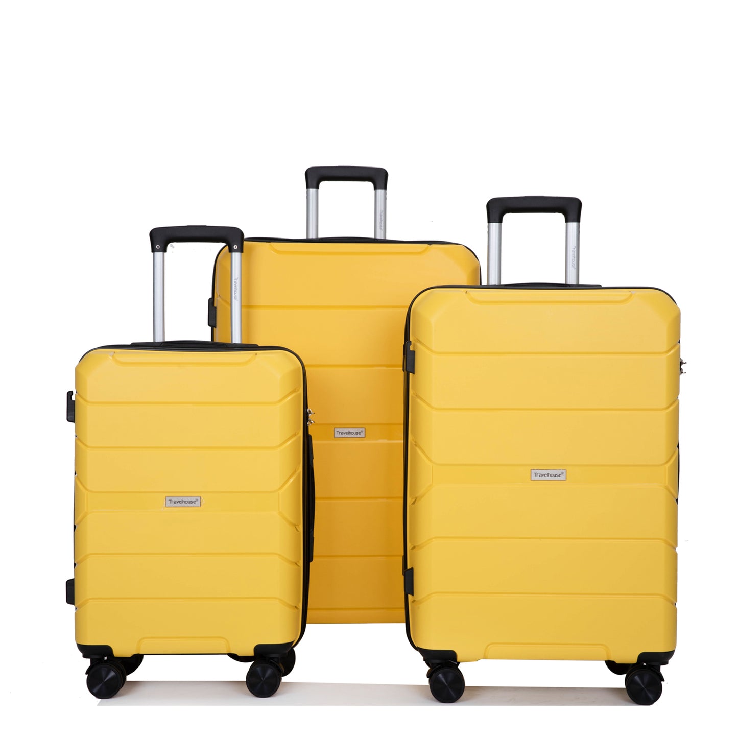 Hardshell Suitcase Spinner Wheels PP Luggage Sets Lightweight Durable Suitcase With TSA Lock,3-Piece Set   20 24 28   ,Yellow