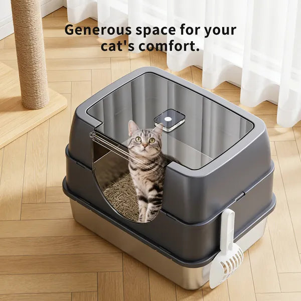 Galaxy Stainless Steel Beige Cat Litter Box, Sturdy And Durable, Easy To Clean, Odorless, Non Stick To Sand, Is A Cross-border Quality Choice