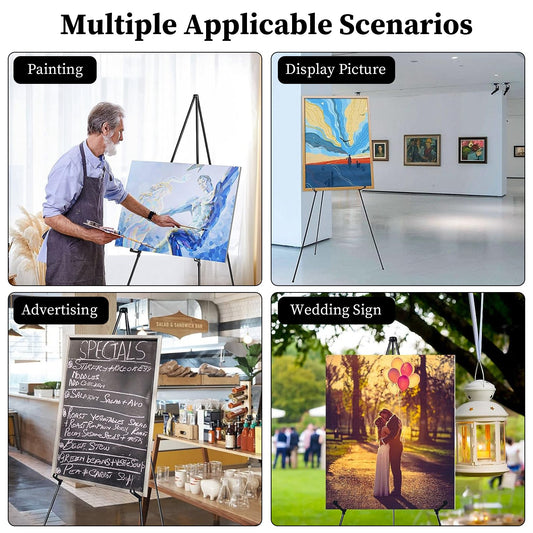 2 Pack Easel Stand For Display 61in Collapsible A Frame Tripod Easel Iron Alloy Drawing Stand With 2 Carry Bags For Wedding Poster Art Drawing Meeting