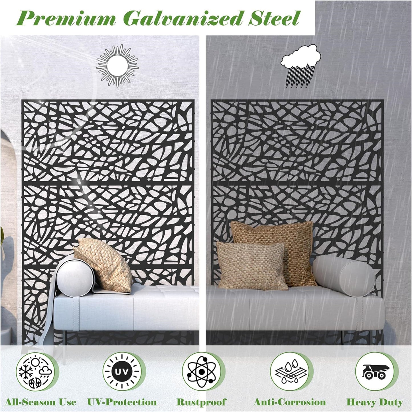 Metal Privacy Screens And Panels With Free Standing, Freestanding Outdoor Indoor Privacy Screen, Decorative Privacy Screen For Balcony Patio Garden, Room Divider, Mesh Shape