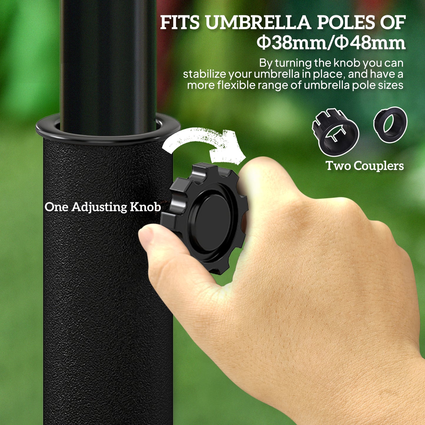 20lbs Half Round Patio Umbrella Base Outdoor Decorative Resin Parasol Stand Holder For Φ1.5", Φ1.9" Pole, For Lawn, Deck, Backyard, Garden, Bronze