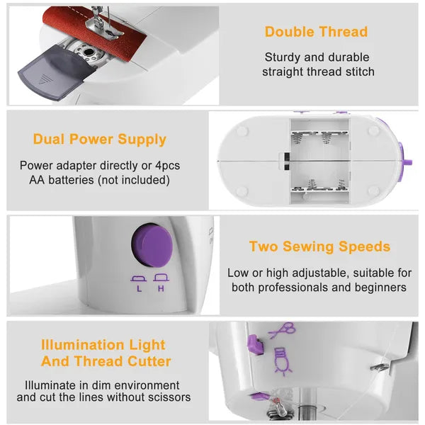 Electric Sewing Machine Portable 2 Speed Overlock Foot W/ Foot Pedal LED Light