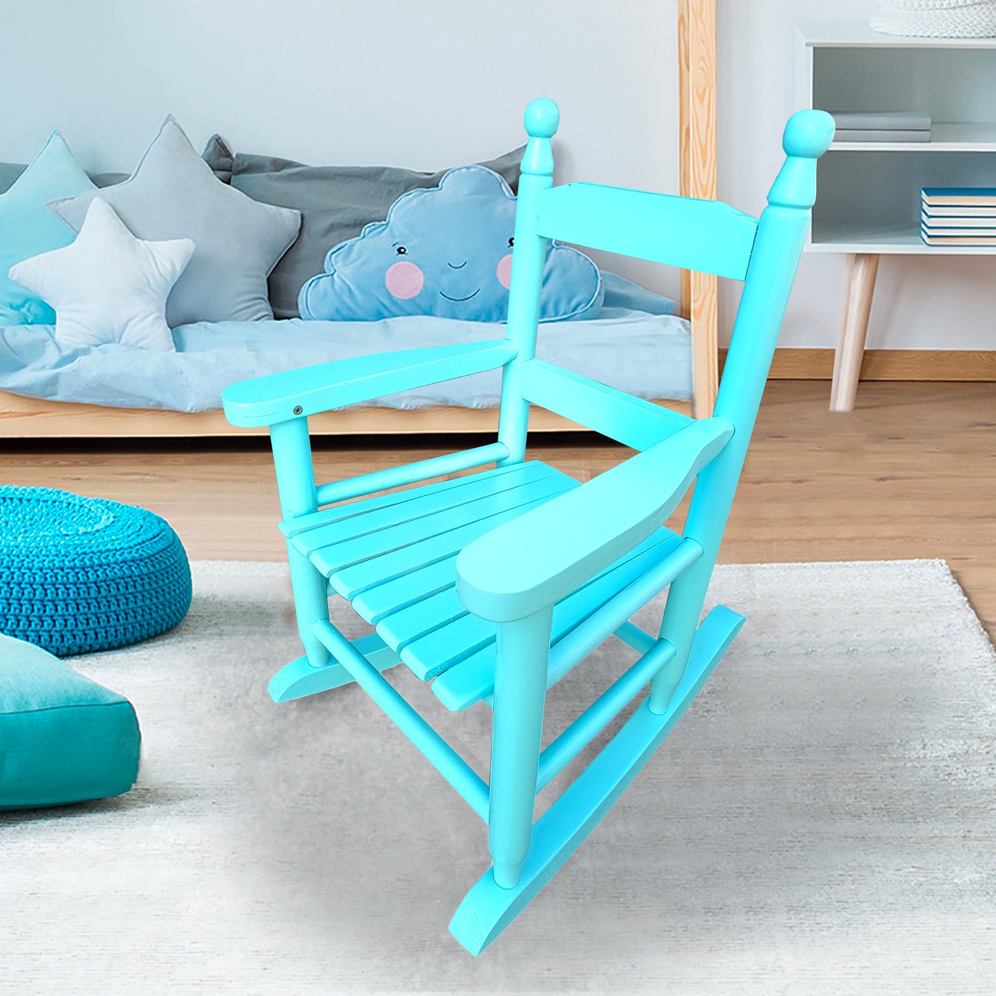 Children's Rocking Light Light Blue Chair- Indoor Or Outdoor -Suitable For Kids-Durable