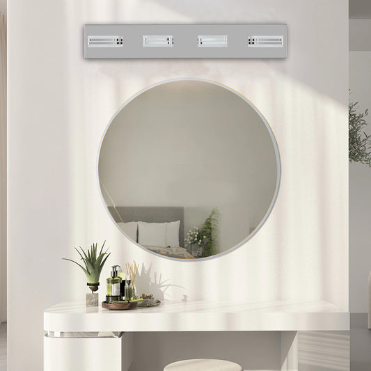 26  Modern Chrome 4-Light LED Vanity Light, Square Acrylic Lampshades Wall Mount Fixture For Bathroom, Mirror Lighting