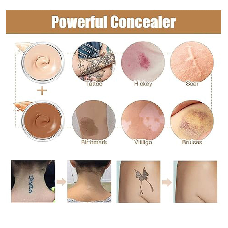 Tattoo Cover Up Makeup Waterproof, Professional Tattoo Concealer Use On Body, For Legs, Dark Spots, Scars, Vitiligo