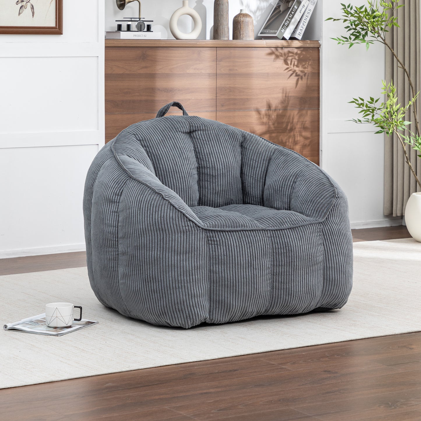 Giant Bean Bag Chair Sofa For Adults Teens, Comfy Corduroy Large Bean Bag Chairs With Armrests For Bedroom Living Room,BeanBag Lazy Sofa Couch Chairs With Filler Included