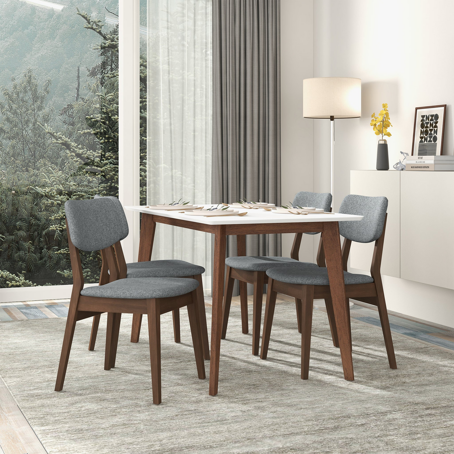 Carlos Dark Grey Fabric Solid Back Side Chair   Set Of 2