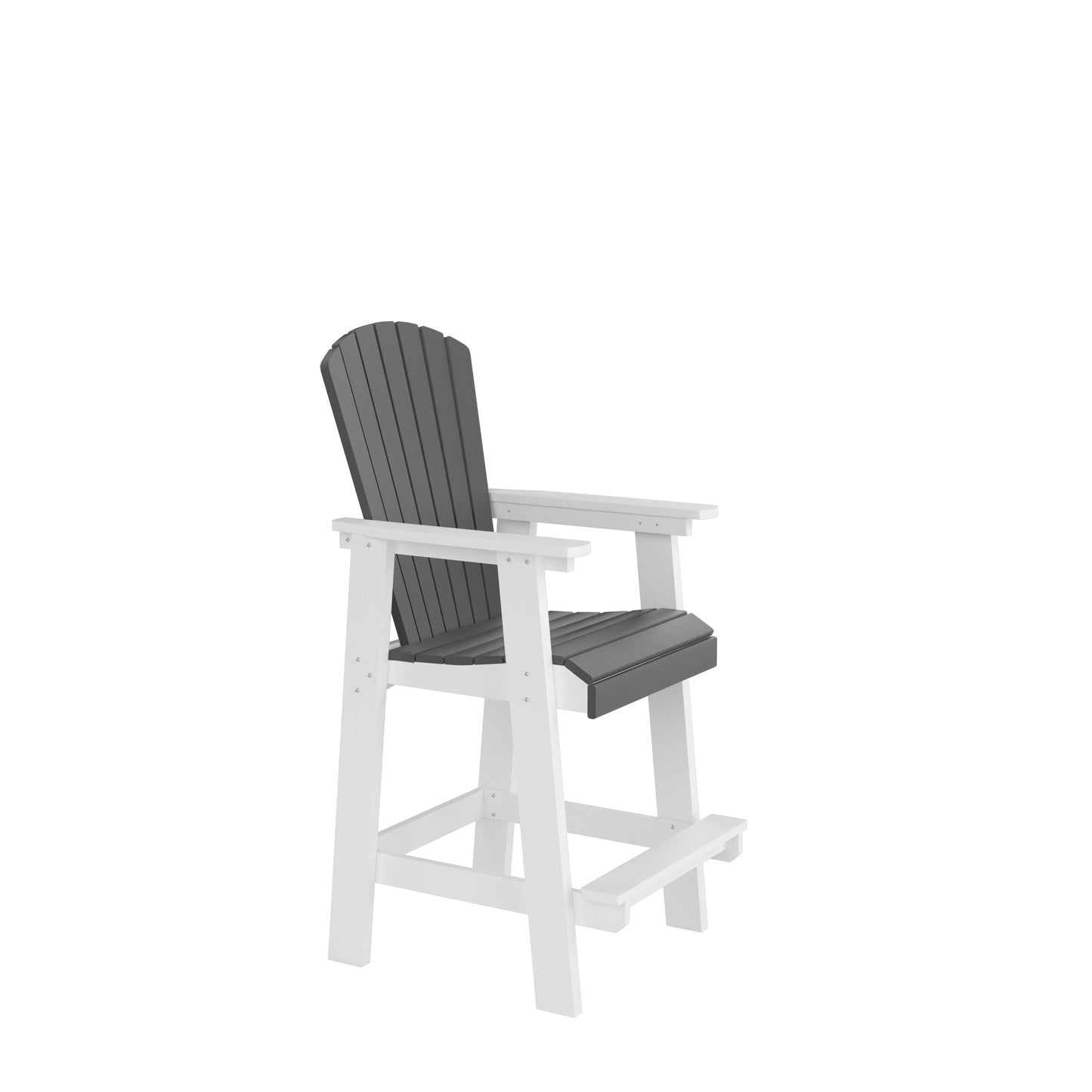 HDPE Bar Chair, Outdoor Tall Adirondack Chairs Set Of 2, Patio Bar Stool Chair With High Back White   Gray, Set Of 2