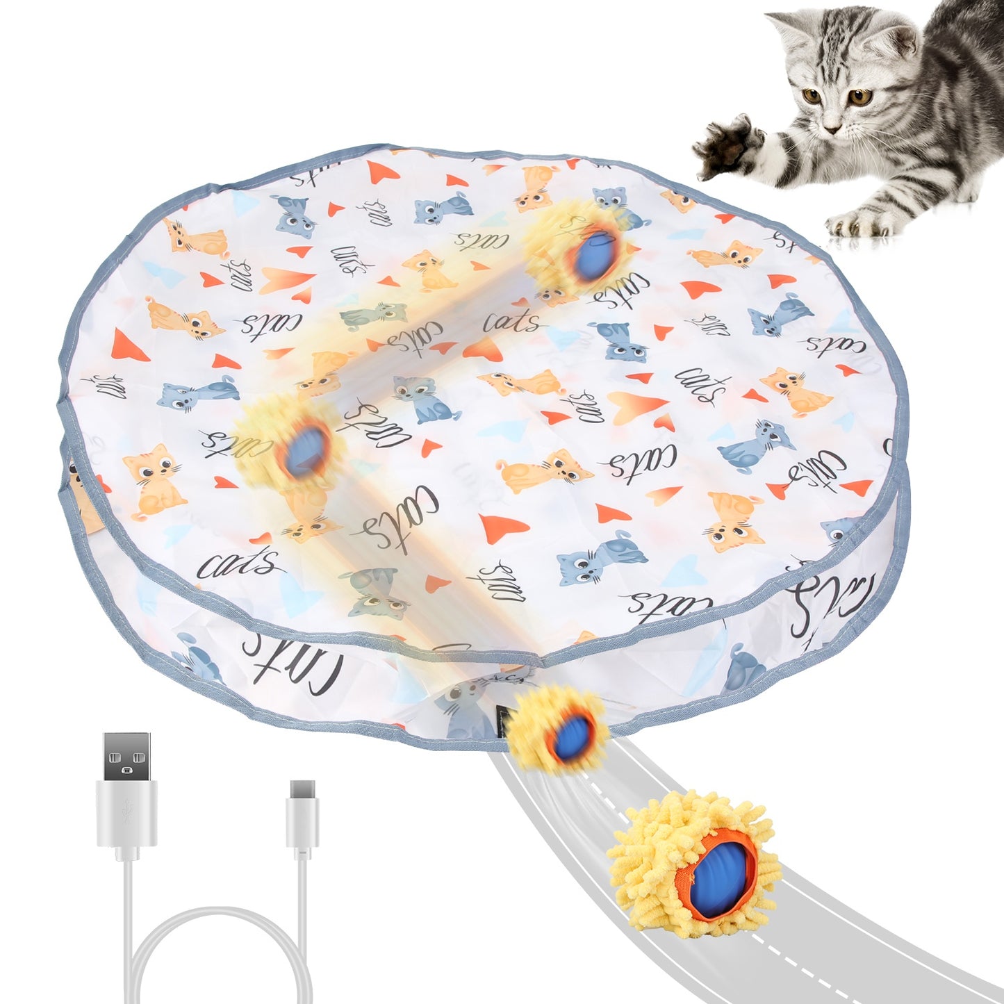 1Pc Cat Toys Ball Fast Rolling In Pouch Rechargeable Motion Activated Interactive Cat Toys For Indoor Cats Hide And Seek Mouse Catching Game