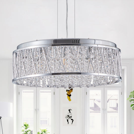 Modern Crystal Chandelier 19 Inches Aluminum Iron Round Ceiling Light Flush Mount Ceiling Light Fixture For Kitchen Island Dinning Bedrooms And Hallway Bulb Not Included