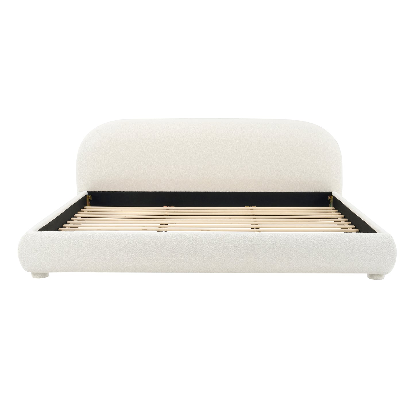 Cream Style Fabric Upholstered Bed, Simple Modern Bedroom Double Bed,King