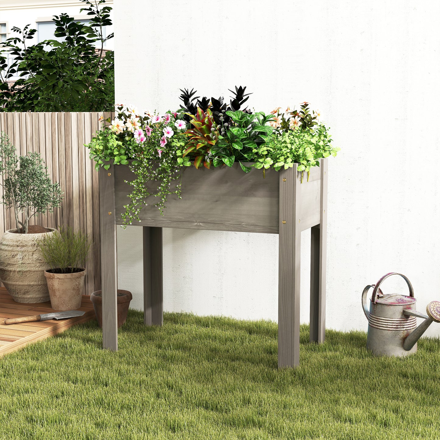 31x31x16 Inch Raised Garden Bed With Legs, Elevated Wooden Planter Box For Outdoor Plants Flowers Fruits Vegetable Herb Growing