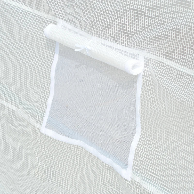 Plastic Greenhouse Cover Replacement, Heavy Duty Waterproof Tarp For Hoop House, Sheeting With 12 Windows, Door & Reinforcement Grid, White