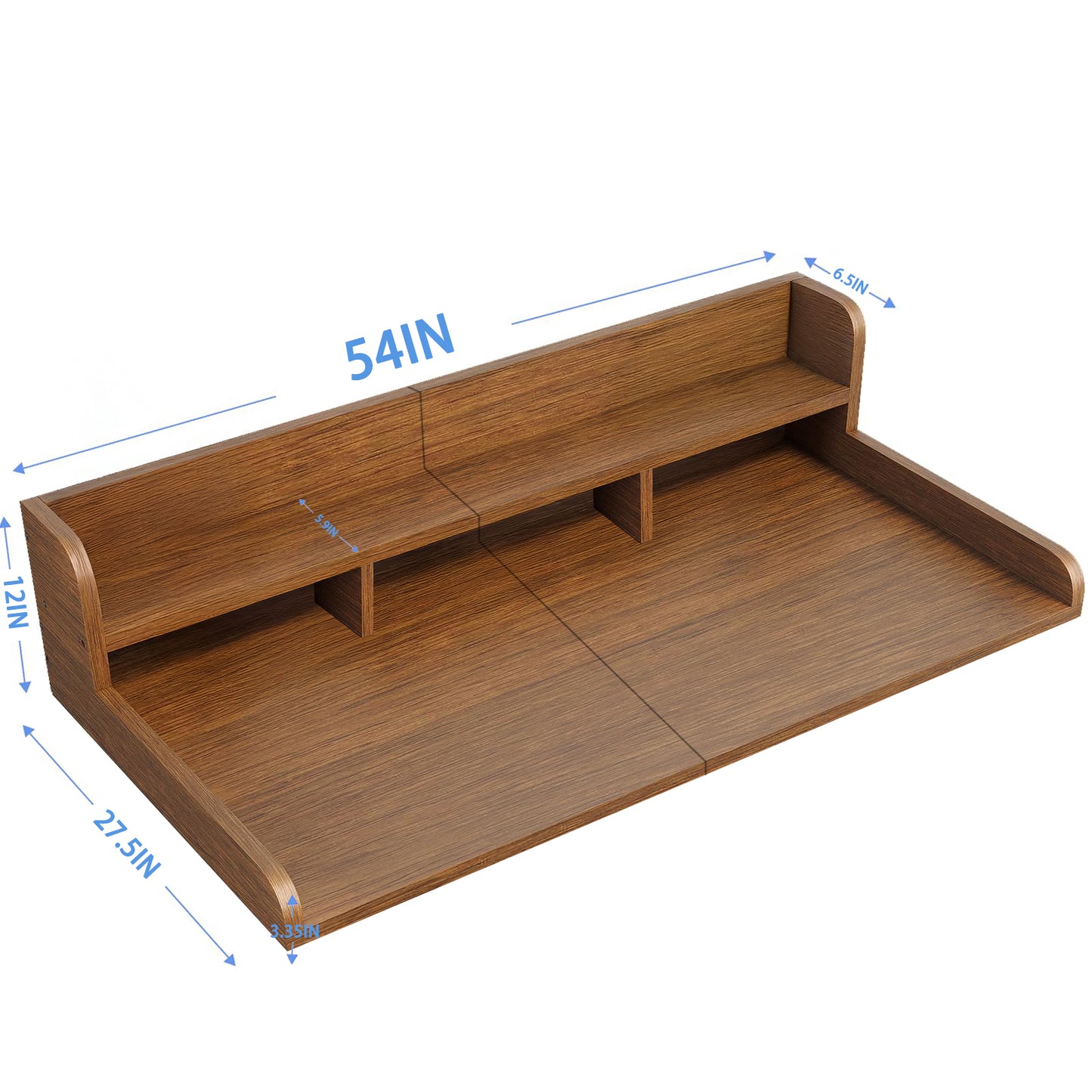 Washer Dryer Countertop With Non-slip Pads, Laundry Wood Shelf Topper With Edge, 54Width X 27.5 Depth Double Layer Organizer For Washer And Dryer Laundry Hamper Counter Storage Organization WALNUT