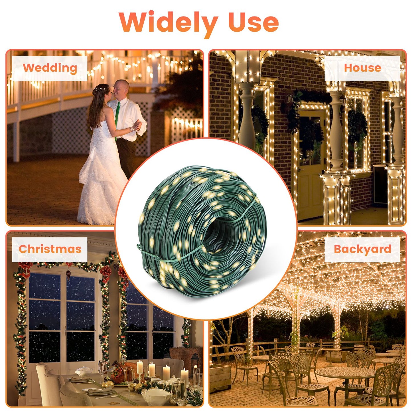 330FT String Lights Outdoor Christmas Decoration Lights With Remote IP44 Waterproof 8 Lighting Modes 8 Brightness Timer Plug In Fairy Light Xmas House Holiday Decor
