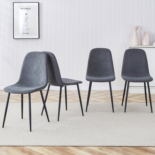 A Set Of 4 Modern Dining Chairs, Made Of Dark Gray Linen Fabric, With A Fully Assembled Backrest, Easy To Assemble, Sturdy Metal Legs, And Anti Slip Feet, Suitable For Kitchens . W115164380