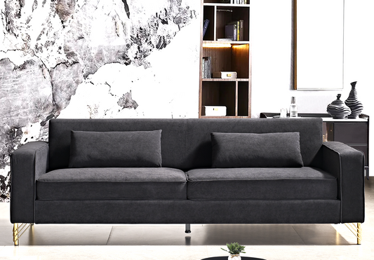 Aesthetic 85.8   Velvet Sofas For Living Room, 3 Seater Couch With Classic Modern Appeal And Luxurious Soft Comfort, Easy To Maintain, Black