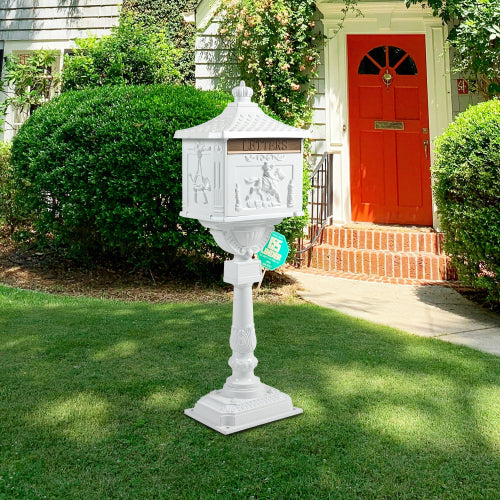 Mailbox Cast Aluminum Black Mail Box Postal Box Security Heavy Duty New