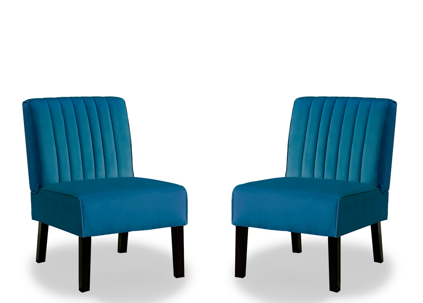 Reese Mid Century Modern Accent Chairs Set Of 2 With Minimalist Design, Elegant Velvet Upholstery And Solid Wood Legs, Ideal For Living Room Or Bedroom, Blue