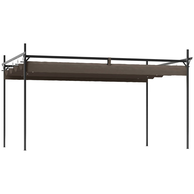 Metal Retractable Pergola Canopy, Outdoor Pergola For Garden, Patio, Backyard, Deck, Brown
