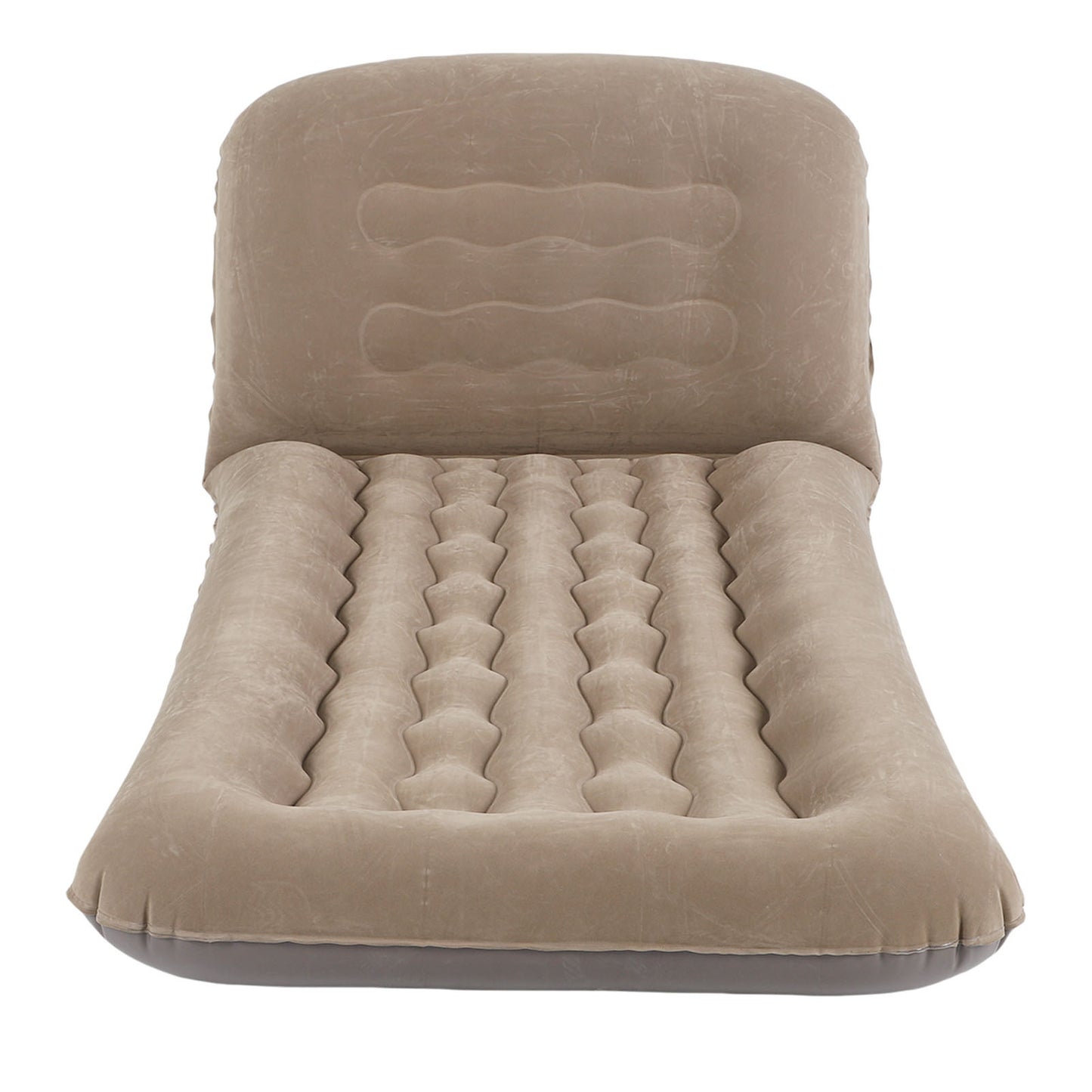 Inflatable Mattress With Adjustable Backrest Brown Portable Foldable Flocked Air Mattress For Outdoor Beach Travel