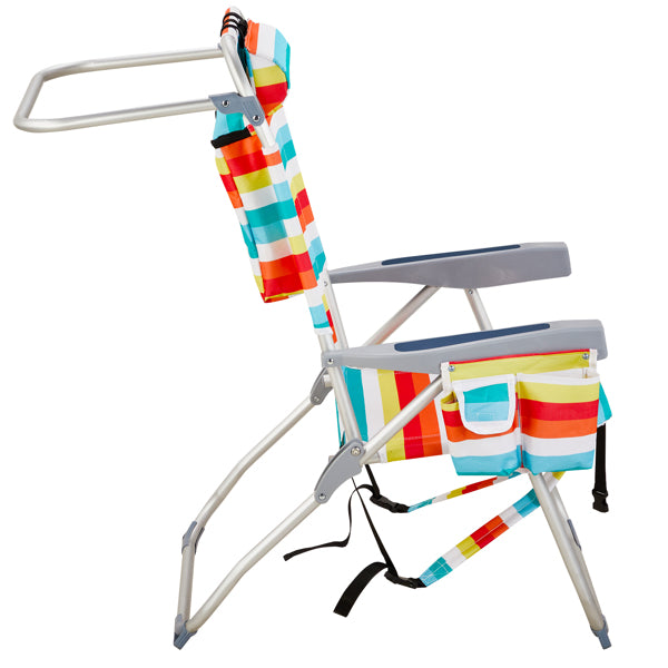 63X70X99cm Rainbow Stripes Aluminum Beach Chair, Oxford Fabric, Silver Aluminum Tube, 1 0 0kg, Elevated Model, N001