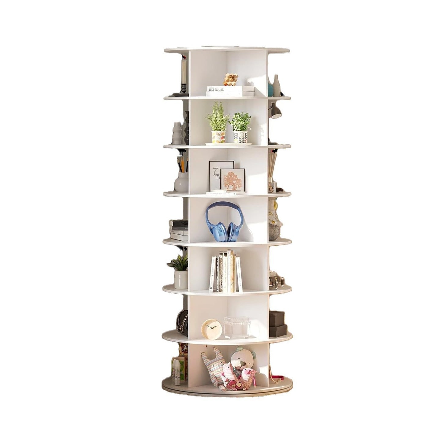 7 Tier Rotating Shoe Rack Tower, Spinning Shoe Display, 360 Shoe Rack Storage Round Carousel, Vertical Handbag Rotate Shoes Closet Organization WHITE