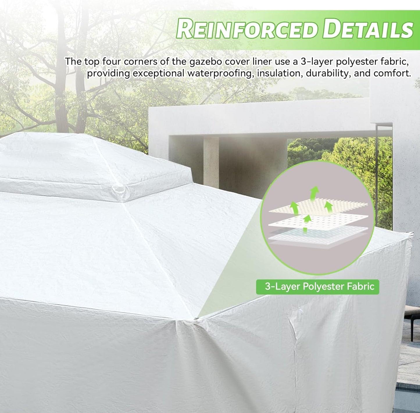 12  X14   Gazebo Cover For Hardtop Gazebos, Outdoor Universal Winter Gazebo Cover With Sidewalls And Mesh Windows, All Season Waterproof Enclosed Gazebo Cover, White