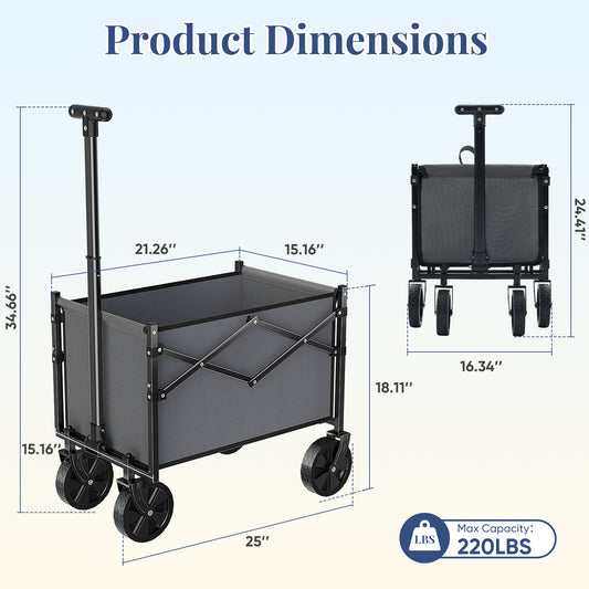 Foldable Trolley, Equipped With Wheels, With A Load Capacity Of 220 Pounds, A Sturdy And Durable Mini Foldable Portable Van With Adjustable Handles