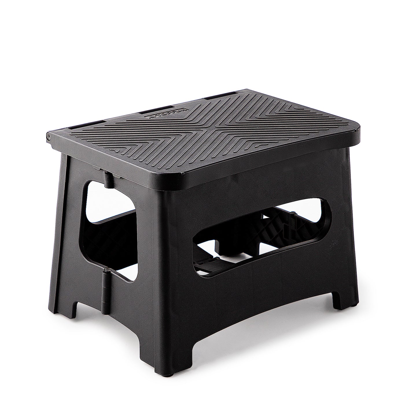 9in Folding Step Stool, Compact, Portable, Non-Slip, 300 Lbs. Weight Capacity For Adults And Children. Secure Non-slip Top And Rubber Feet, Great For Home And Camping, Black Color