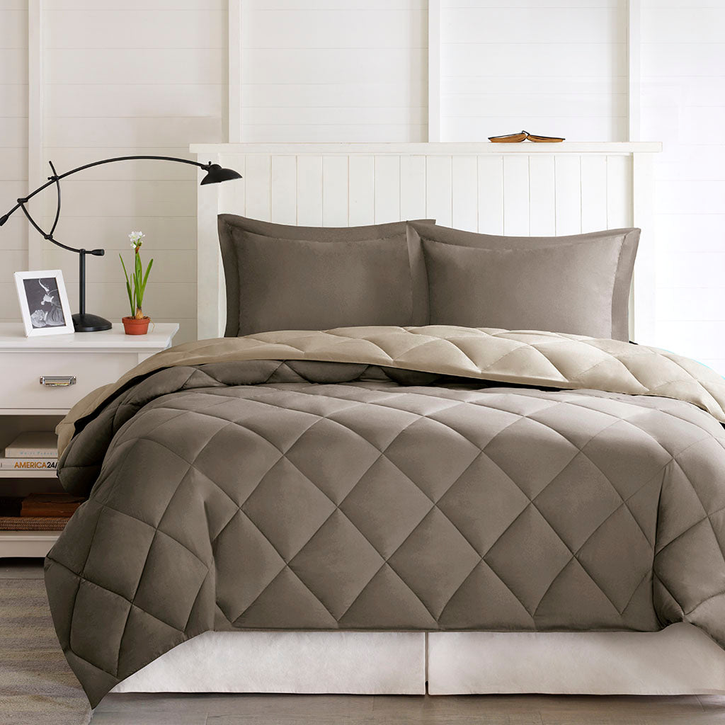 Twin Twin XL 3 M Scotchgard Diamond Quilting Reversible Down  Comforter Set