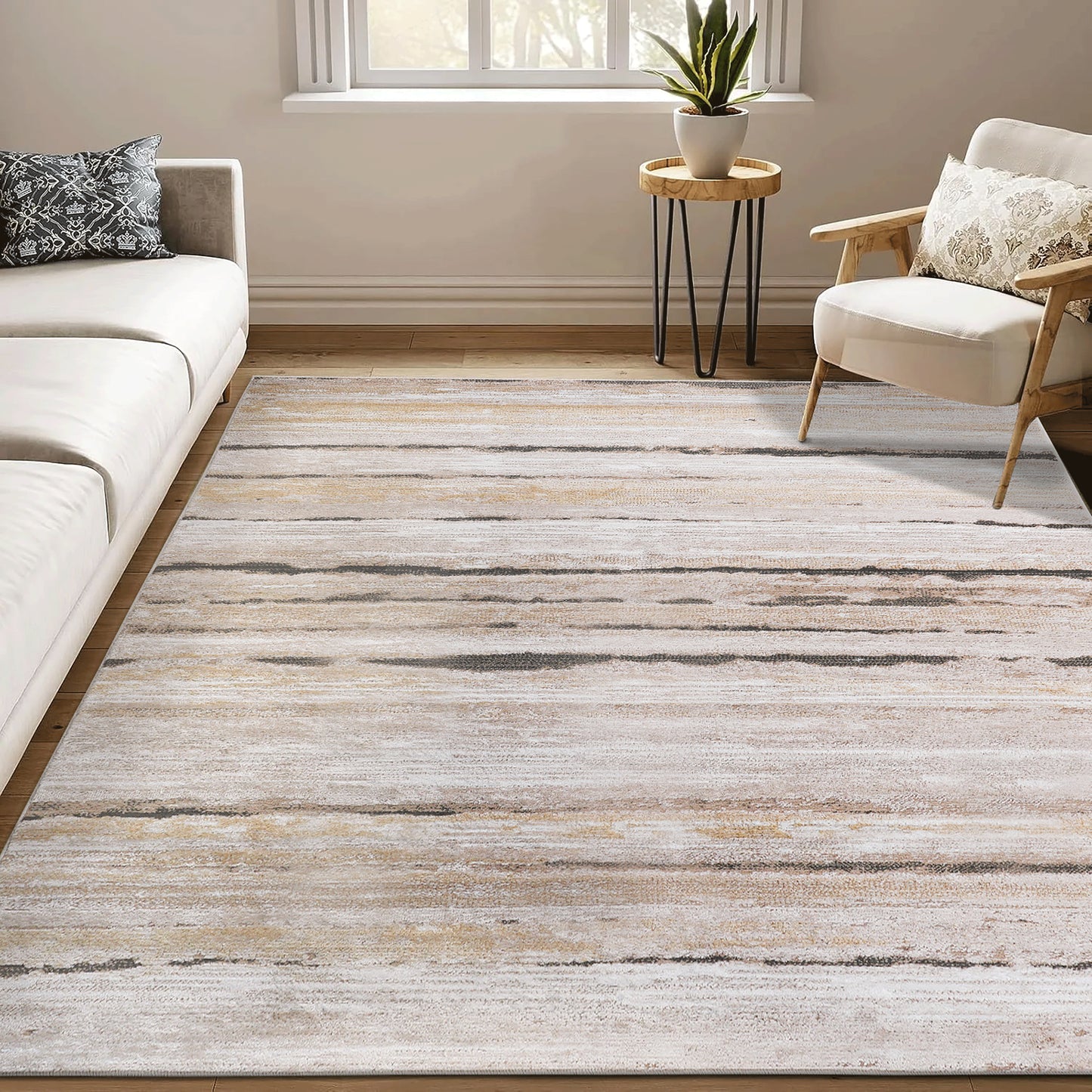 PAYAS C Ollection 5X7 Brown  Striped Area Rug