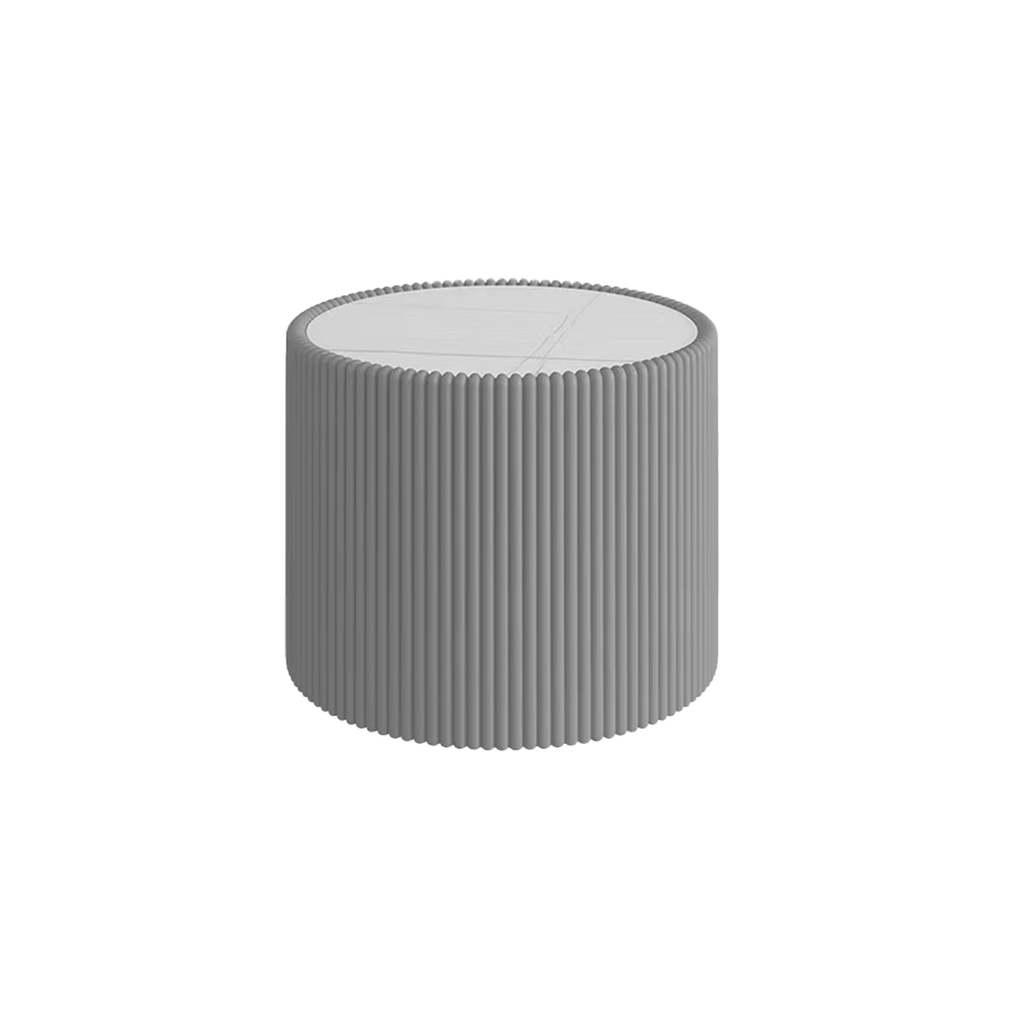 Light Sintered Stone Top Cylinder Shape Leather Coffee Modern Sofa Table For Living Room Furniture  Each Tabletop Has A Unique Gold Pattern