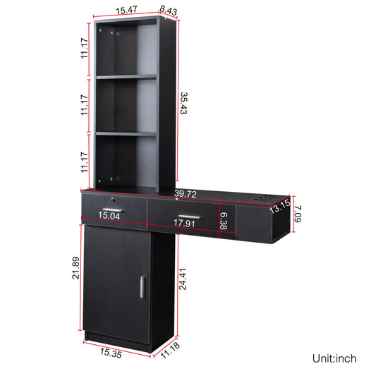 Black Modern Simple Hair Desk, Multi-layer Storage, Large Storage Space