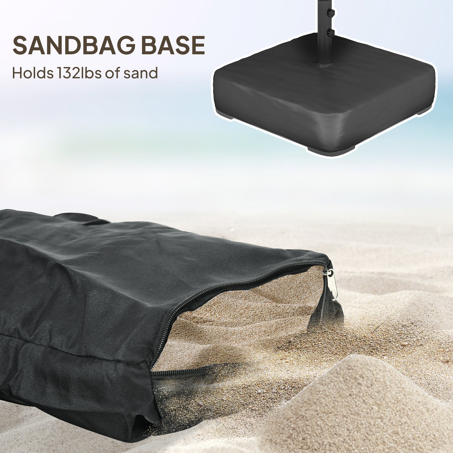 Double-sided Outdoor Patio Umbrella With Solar Lights And Base, Dining Table Umbrella Push Button Tilt, Coffee