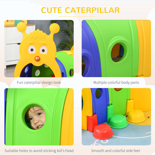 Caterpillar Tunnel, Toddler Tunnel For Kids Crawl And Climb Through, Kids' Play Structure Indoor Outdoor, 4 Sections, Multicolored