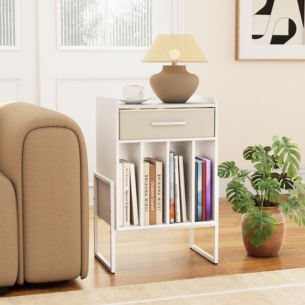 Record Player Stand With Drawer And Record Holder For Music Room, Living Room And Study