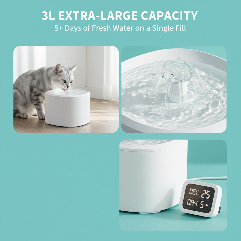 Ultra Quiet Anti-Dry Burn Pet Water Fountain, 3L Circulating Water Dispenser, USB Rechargeable Motion Sensor Pet Water Bowl For Cats And Dogs