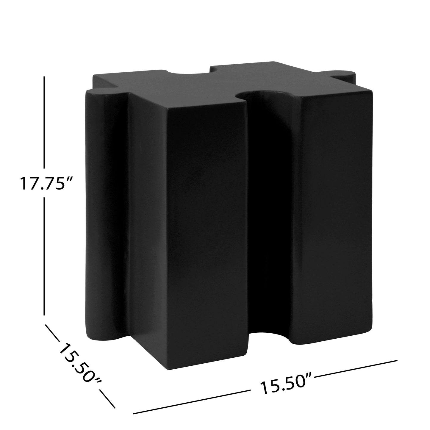 3-Piece Artistic Puzzle Table Set,Modular MGO Side Tables With Interlocking Design  2 Convex & 1 Concave , 200lb Capacity For Indoor & Outdoor,Black Color