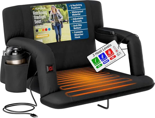 Alpcour Heated Reclining Stadium Seat For Bleachers With Back Support