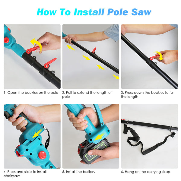2-in-1 Cordless Pole Saw & Handheld Chainsaw, 1200W Brushless Motor With 2×3000mAh Batteries, 13FT Reach Adjustable Head, Auto Oil Lubrication & Safety Kit For Tree Pruning