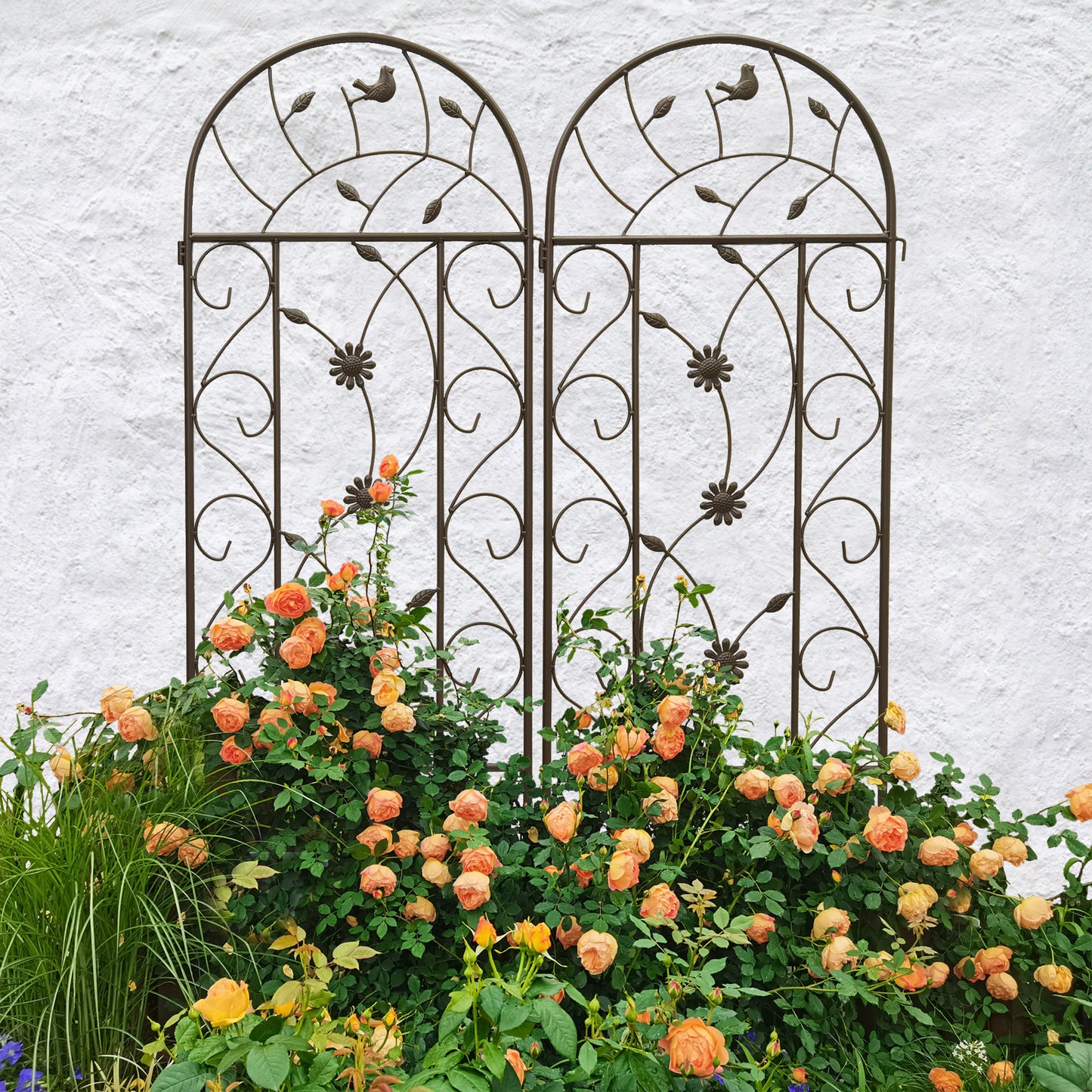 2 Pack Metal Garden Trellis 86.7  X 19.7  Rustproof Trellis For Climbing Plants Outdoor Flower Support Brown